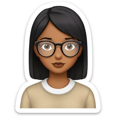 brown girl look alike madison beer with glasses and straight black hair sticker