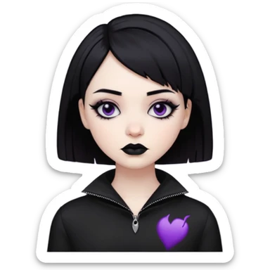 goth girl short hair sticker
