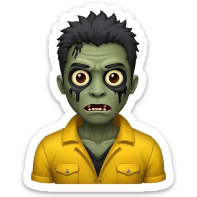 Zumbi com cabelo preto de tamanho médio e roupa preta (Masculino) sticker