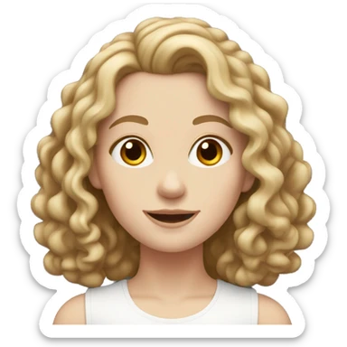pale white girl with shoulder length brown ringlets hair.   sticker