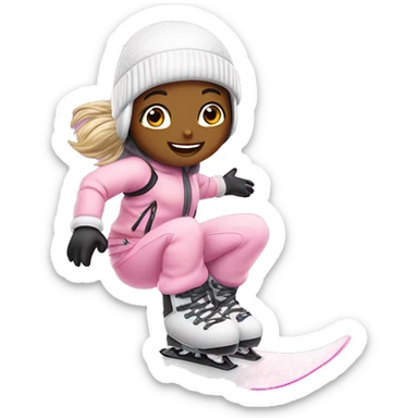 Light pink snowboarder girl on sparkle snow ￼ sticker
