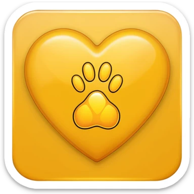 yellow heart with a paw print sticker
