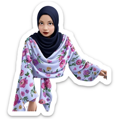 girl with floral scarf sticker