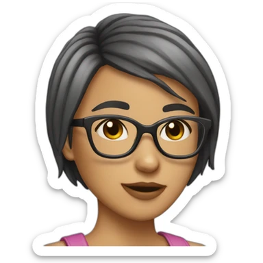 Girl with boycut hair and specs in love sticker