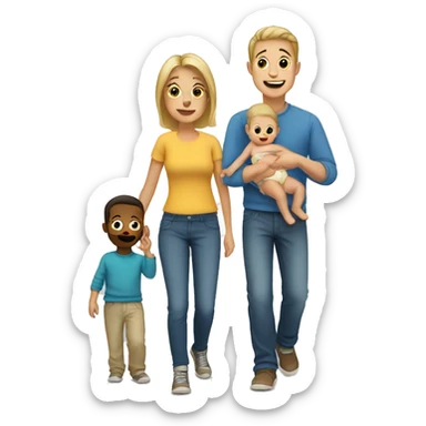 Family with little boy and baby sticker