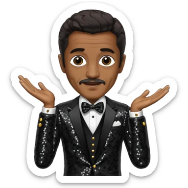 Sammy Davis Jr with dark brown hair, black sequin outfit sticker
