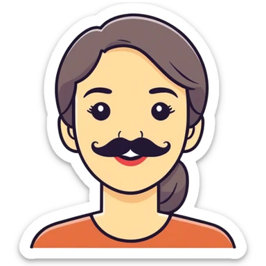 Lady with mustache  sticker