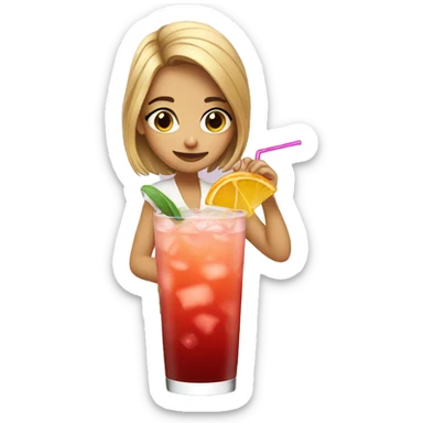 Girl drinking cocktail sticker