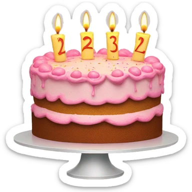 Birthday cake with numbers 23 candles  sticker