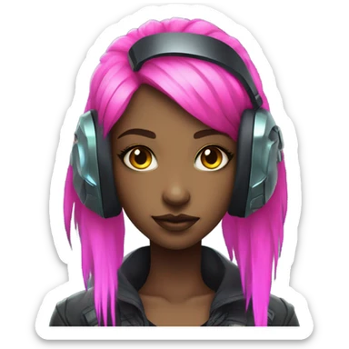 cyberpunk girl neon with scifi headset sticker