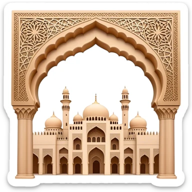 Cinematic Realistic Alhambra Landmark Emoji, capturing the intricate Moorish architecture, ornate arches. sticker