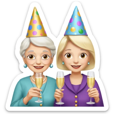 conversación dentro de un restaurant  dos personas y una de las persoans sea una abuela y el otro un adulto de 27 años mujer abuela y hombre joven sticker