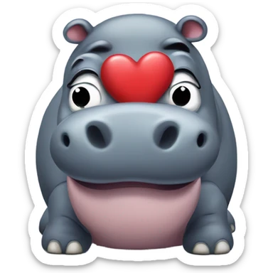 Hippo with a heart sticker