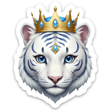 ESO Female white tiger khajiit leader of the umbral rose, blue eyes, blue 'third eye' gem, something symbolizing leadership ruling sticker