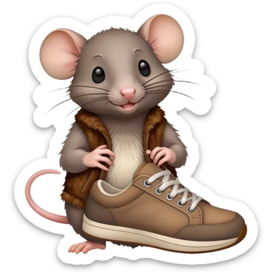 rat hold sneaker in hand sticker