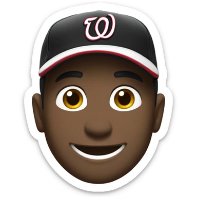 smiling male in black jacket with Washington Nationals hat sticker
