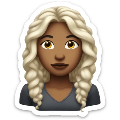 beautiful girl with long flowy hair and pouty lips and ear muffs sticker