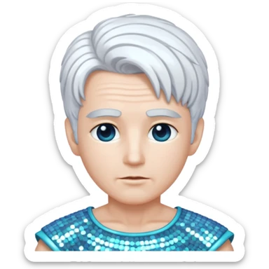 Uranus from Mythology with white hair, white sequin outfit sticker
