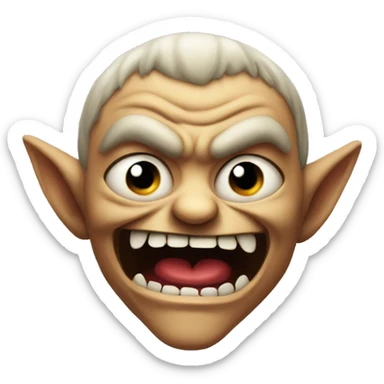 evil imp silly face sticker