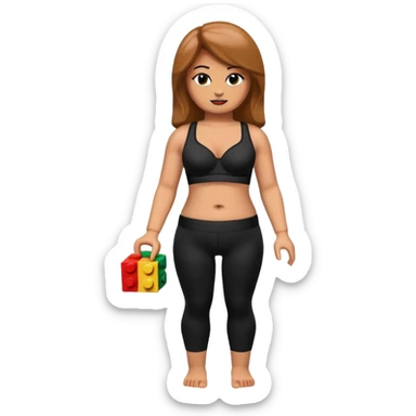 legging brassière noir gonflé ventre femme lego sticker