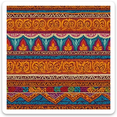 Cinematic Realistic Indonesian Batik Emoji, depicted as a richly patterned textile with intricate colorful designs, rendered with vivid textures and dynamic cultural lighting that captures its artistic heritage. sticker