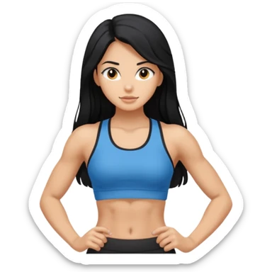 Long black hair girl with gym aesthetic  sticker