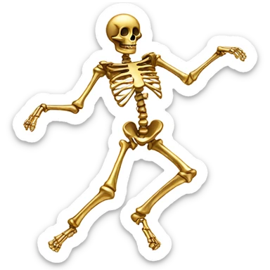 golden skeleton dancing sticker