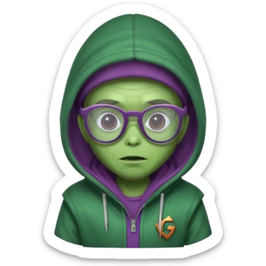 alien wear hoodie and glasses in guardian of the galaxy sticker