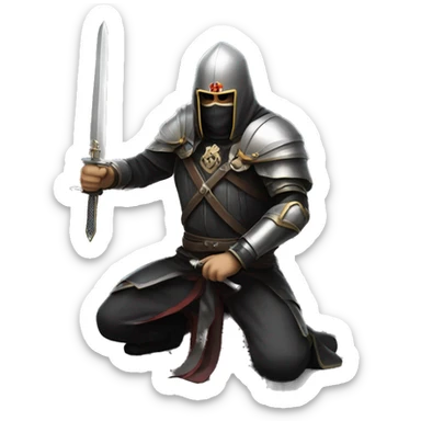 night templar on one knee with sword sticker