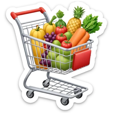 shopping cart silver with stuff sticker