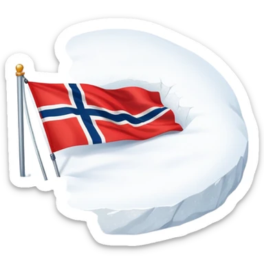 Norweigan flag on snowy ground  sticker