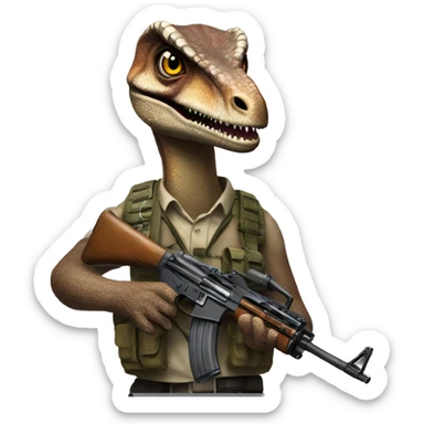 Velociraptor with an ak47 sticker