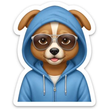 Dog wearing hoodie and sunglasses  sticker