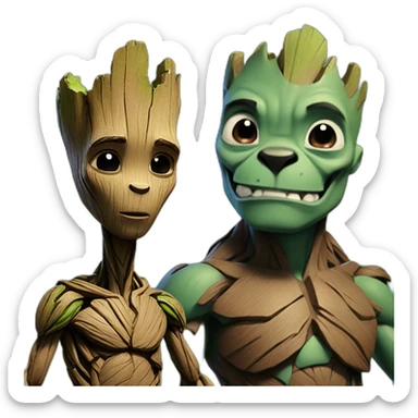 Groot and Stitch next to eachother sticker