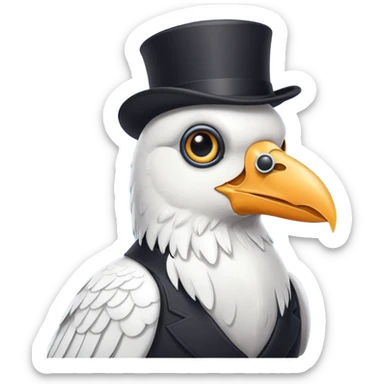 a white crow with a monocle sticker
