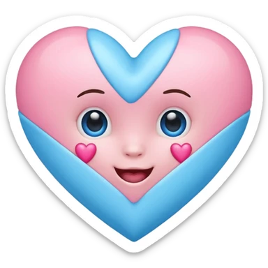 Emoji heart blue and pink baby shower sticker