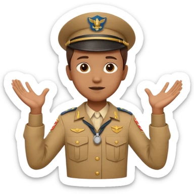 “Emoji-style person in a scout uniform making a balancing gesture with both hands sticker