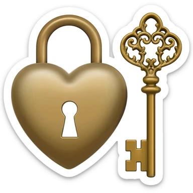 vintage beige heart-shaped lock and key sticker