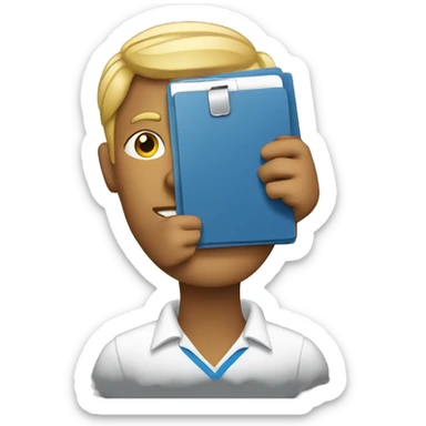 Man carry clipboard document sticker