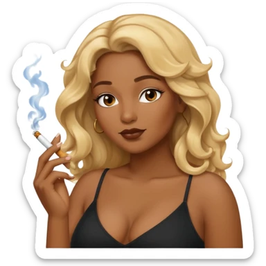 Curvy, blonde long hair, sfw intimate pose black girl smoking sticker