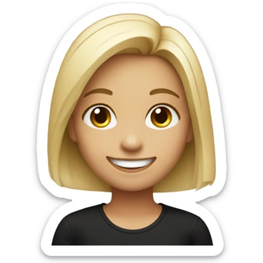 smiling girl in black shirt sticker