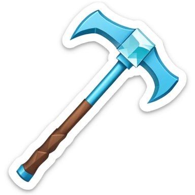Minecraft diamond pickaxe with brown handle sticker