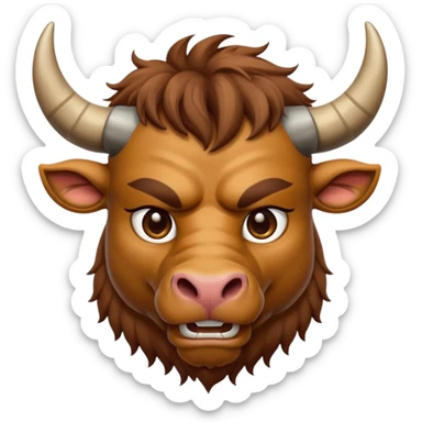An emoji of a Cretan Minotaur. It has the body of a man and the head of a bull. sticker