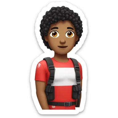 Lifeguard, non-binary, black hair sticker
