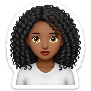 Mujer morena pelo negro rizado largo sticker