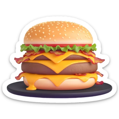 burger with bacon and melted cheese sticker