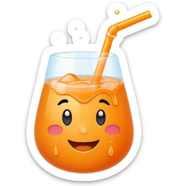 Super sweet mandarin emoji, fizzy juice splash, simple flat design, bold lines, bright orange, transparent background. sticker