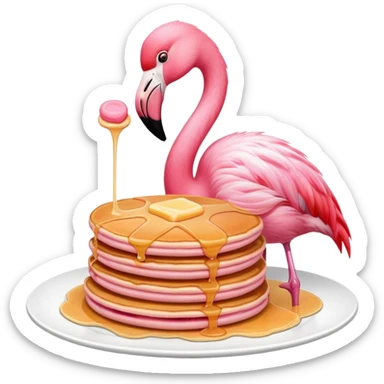 flamingo with a pancake sticker
