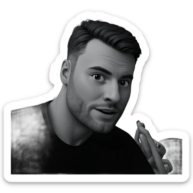 monochrome portrait of mature male sticker