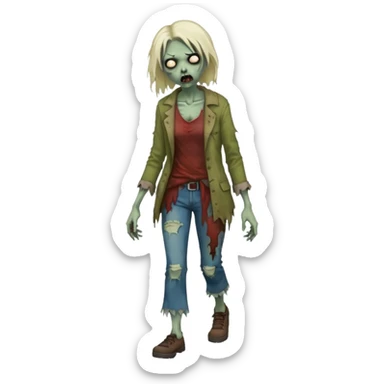 zombie woman full body walking sticker